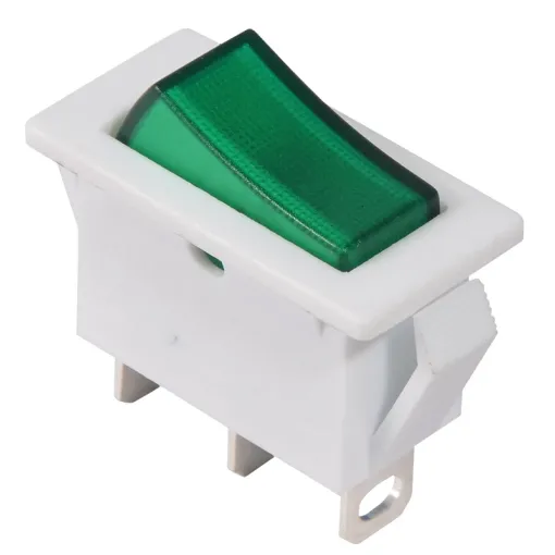 KCD3-101N-13 GR/WH 220V Переключатель 1 кл. Зеленый с подсветкой