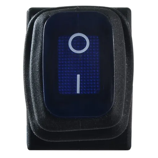 KCD1-2-101NW BL/B 220V Переключатель 1 кл. Вологозах. Синий с подсветкой