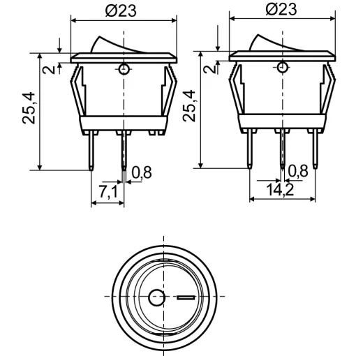 KCD1-5-101 WH/WH Переключатель 1 кл. Круглый белый