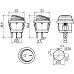 KCD1-5-101NW R/B 220V Переключатель 1 клав.круглий вологозах. Красный с подсветкой
