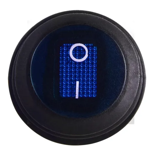 KCD1-8-101NW BL/B 220V Перемикач 1 клав.круглий вологозах. синій з підсвічуванням