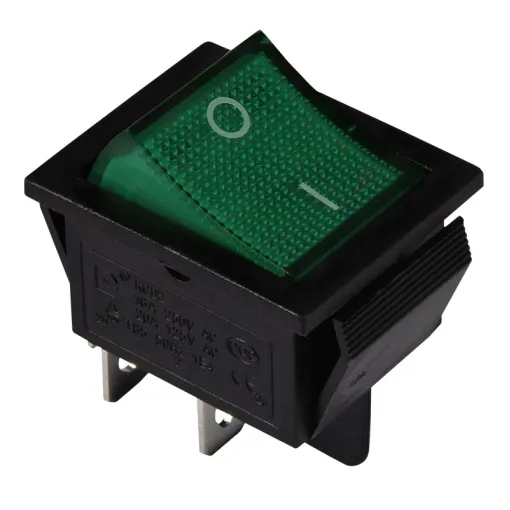 KCD2-201N GR/B 220V Переключатель 1 кл. Зеленый с подсветкой