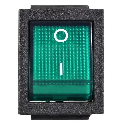 KCD2-201N GR/B 220V Переключатель 1 кл. Зеленый с подсветкой