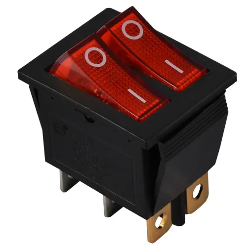 KCD2-2101N R/B 220V Переключатель 2 кл. Красный с подсветкой