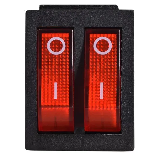 KCD2-2101N R/B 220V Переключатель 2 кл. Красный с подсветкой