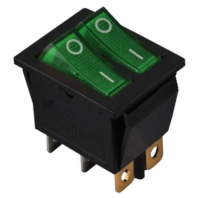 KCD2-2101N C3-GR/B 220V Перемикач 2 клав. зелений з підсвічуванням АСКО A0140040110