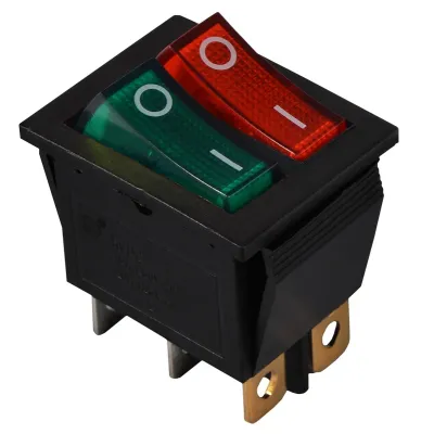 KCD2-2101N GR+R/B 220V Перемикач 2 клав. зелений+червоний з підсвічуванням АСКО A0140040111