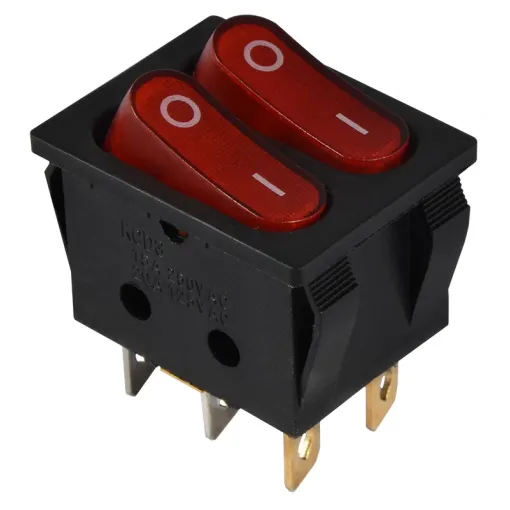 KCD2-5-2101N R/B 220V Переключатель 2 кл. Красный с подсветкой