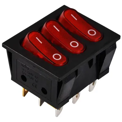 KCD2-3101N R/B 220V Перемикач 3 клав. червоний з підсвічуванням АСКО A0140040120