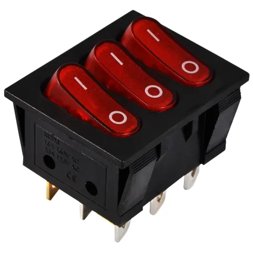 KCD2-3101N R/B 220V Переключатель 3 кл. Красный с подсветкой