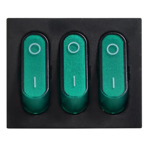 KCD2-3101N GR/B 220V Переключатель 3 кл. Зеленый с подсветкой