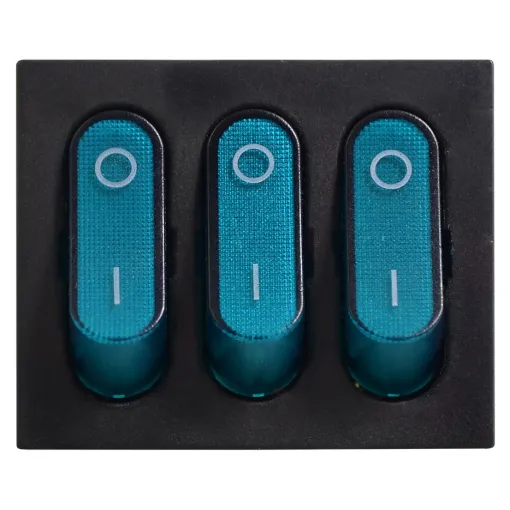 KCD2-3101N C3-BL/B 220V Переключатель 3 кл. Синий с подсветкой