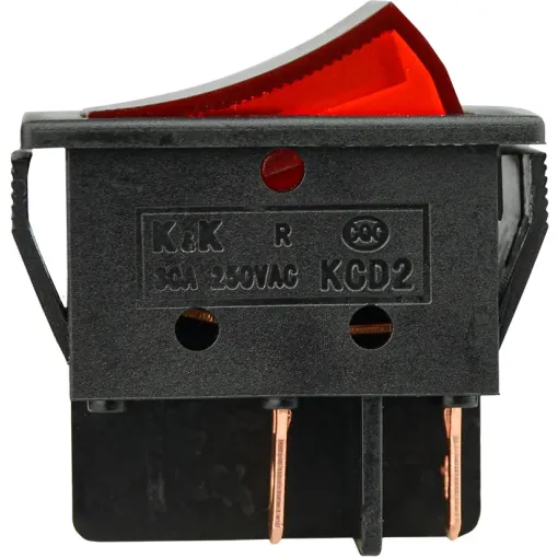 KCD2-6-201N R/B 30 А 220V Переключатель 1 кл. Красный с подсветкой