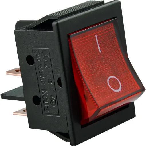 KCD2-6-201N R/B 30 А 220V Переключатель 1 кл. Красный с подсветкой