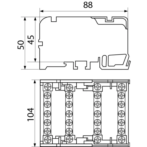 4х11 Нулевая шина в корпусе VC-411 (4 бруска по 11 отверстий)