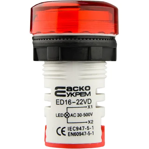 Круглый цифровой измеритель напряжения ED16-22VD 30-500В АС (красный)