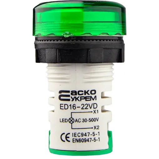 Круглый цифровой измеритель напряжения ED16-22VD 30-500В АС (зеленый)