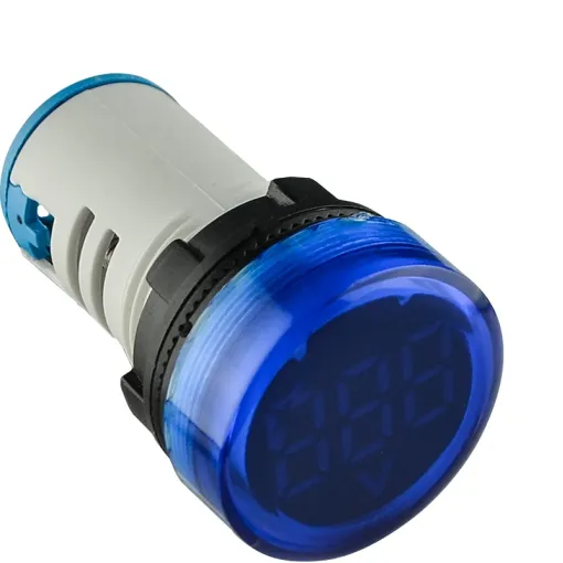 Круглый цифровой измеритель напряжения ED16-22VD 30-500В АС (синий)