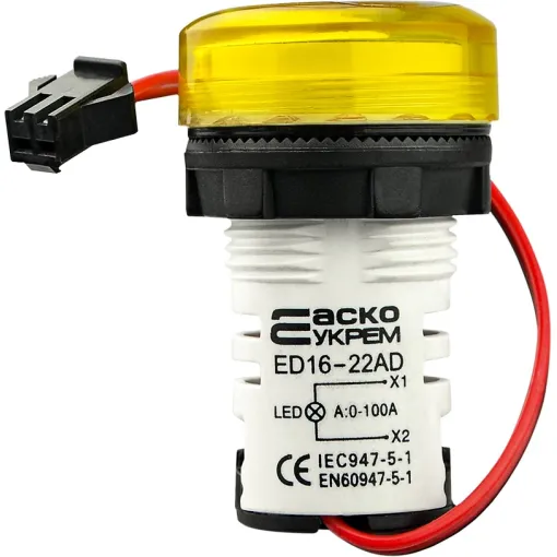 Круглый цифровой измеритель тока ED16-22AD 0-100A (желтый)