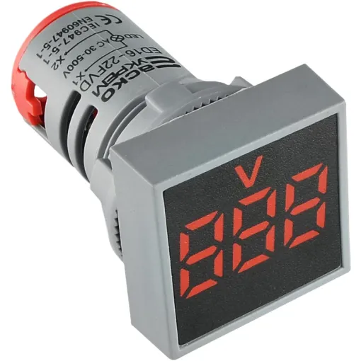 Квадратный цифровой измеритель напряжения ED16-22FVD 30-500В АС (красный)
