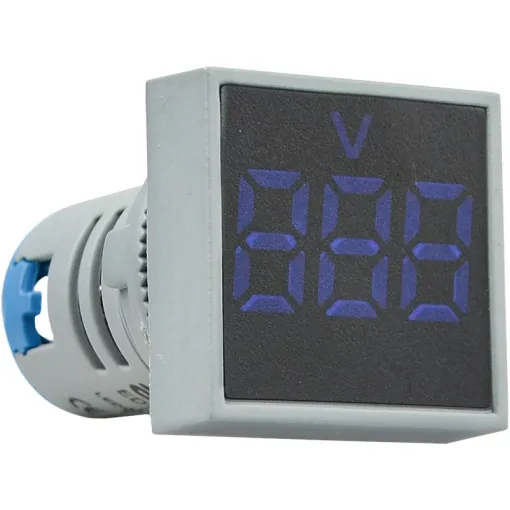 Квадратный цифровой измеритель напряжения ED16-22FVD 30-500В АС (синий)