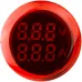 Круглый цифровой измеритель универсальный тока + напряжения ED16-22 VAD 0-100A, 50-500В (красный)