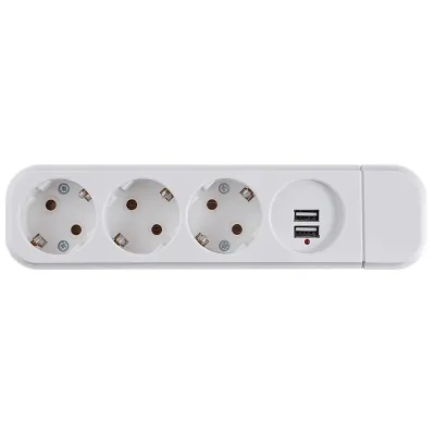 Колодка 3-местная (2Р + РЕ + USB) КП-С-USB-10 ACKO КП-З-USB-10