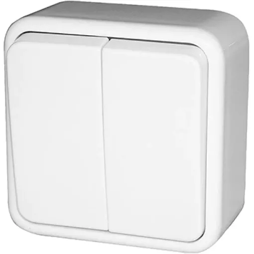 Выключатель двухклавишный e.touch.1112.w.blister для внешнего монтажа, белый, в блістерній упаковке E.NEXT