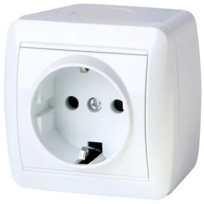 Розетка одинарная e.aqua.1230.gr с з/к, для внешнего монтажа, IP20, без крышки (s035054)