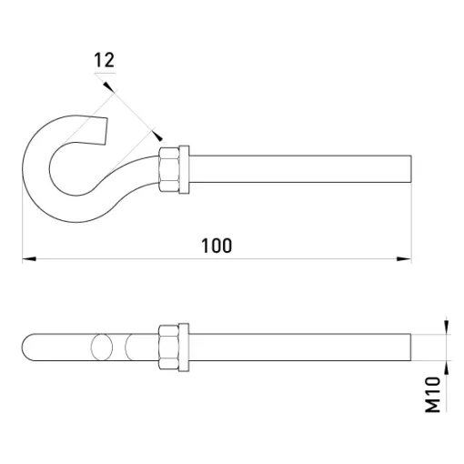 Анкерный крюк e.anchor.hook.pro.M10.12.100, М10, 12х100мм E.NEXT