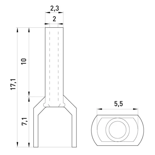Ізольований наконечник e.terminal.stand.te.2.1.red (TE1010 red) 2x1 кв.мм, червоний ENEXT