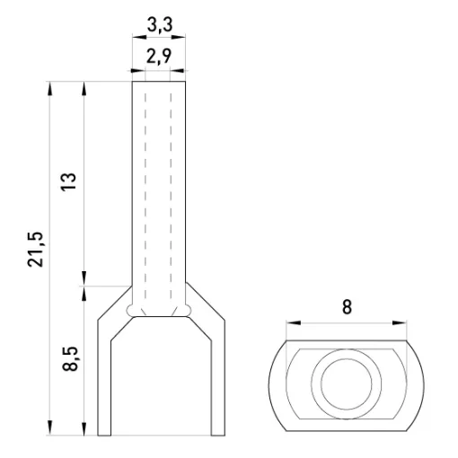 Ізольований наконечник e.terminal.stand.te.2.2.5.grey (TE2513 grey) 2x2,5 кв.мм, сірий ENEXT