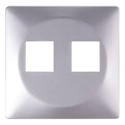 Панель e.lux.16121L.pn.aluminium к розетке двойной под Jack RJ12 или RJ45, алюминий (ins0040101)