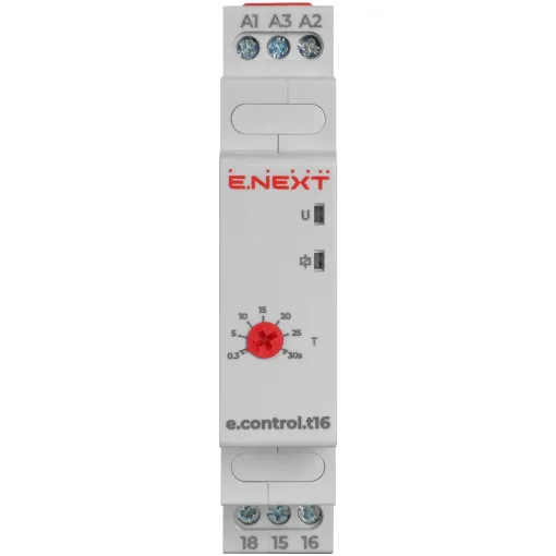 Реле тимчасового ввімкнення (0,3-30 сек) при подачі напруги e.control.t16 ENEXT