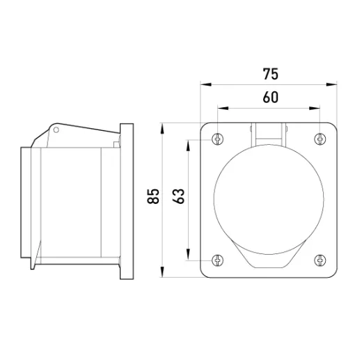 Силовая розетка, которая встраивается e.socket.pro.4.16.wall, 4п., 380В, 16А (414) E.NEXT