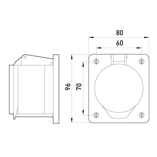Силова розетка, що вбудовується e.socket.pro.4.32.wall, 4п., 380В, 32А (424) ENEXT