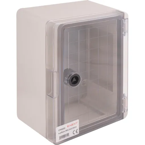 Корпус удароміцний з АБС-пластика e.plbox.180.240.130.tr, 180х240х130мм, IP65 з прозорими дверцятами ENEXT