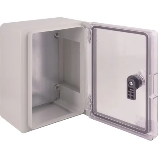 Корпус удароміцний з АБС-пластика e.plbox.180.240.130.tr, 180х240х130мм, IP65 з прозорими дверцятами ENEXT Корпус удароміцний з АБС-пластика e.plbox.180.240.130.tr, 180х240х130мм, IP65 з прозорими дверцятами ENEXT