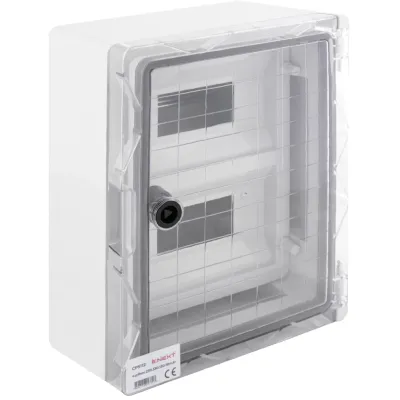 Корпус удароміцний з АБС-пластика e.plbox.250.330.130.18m.tr, 250х330х130мм, IP65 з прозорими дверцятами та панеллю під 18 модулів (CP5112)