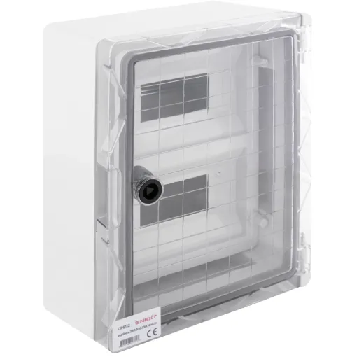 Корпус ударопрочный с АБС-пластика e.plbox.250.330.130.18m.tr, 250х330х130мм, IP65 с прозрачной дверью і панелью под 18 модулей E.NEXT