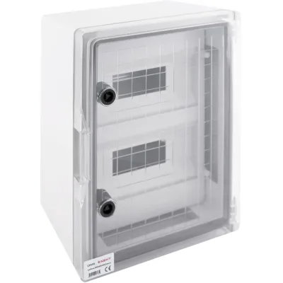 Корпус ударопрочный с АБС-пластика e.plbox.300.400.165.24m.tr, 300х400х165мм, IP65 с прозрачной дверью і панелью под 24 модуля (CP5113)