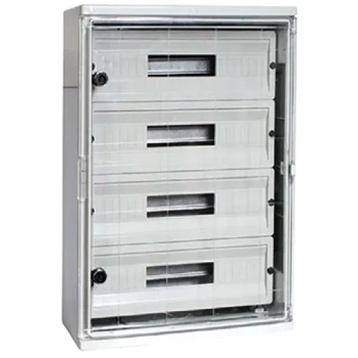 Корпус ударопрочный с АБС-пластика e.plbox.400.500.175.54m.tr, 400х500х175мм, IP65 с прозрачной дверью і панелью под 54 модуля E.NEXT