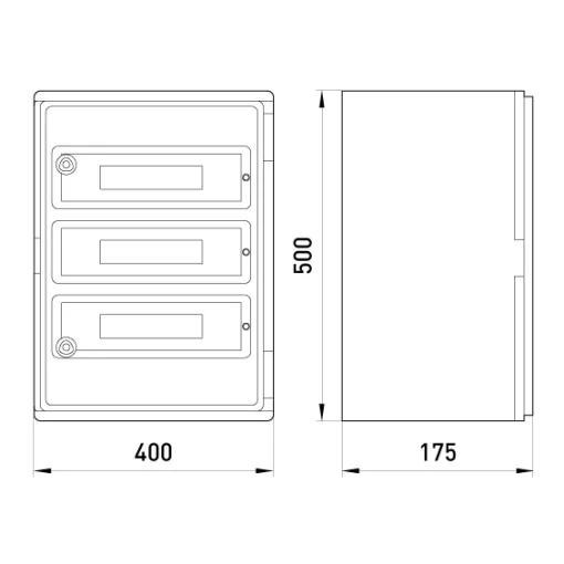 Корпус ударопрочный с АБС-пластика e.plbox.400.500.175.54m.tr, 400х500х175мм, IP65 с прозрачной дверью і панелью под 54 модуля E.NEXT
