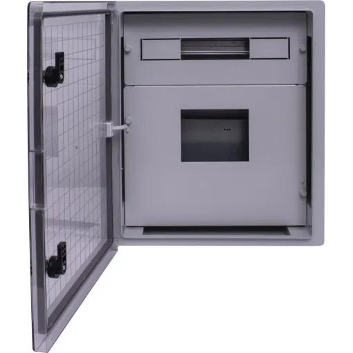 Корпус ударопрочный с АБС-пластика e.plbox.400.500.175.3f.6m.tr, 400х500х185мм, IP65 с прозрачной дверью, панелью под 3 - фазный счётчик і 6 модулей E.NEXT Корпус ударопрочный с АБС-пластика e.plbox.400.500.175.3f.6m.tr, 400х500х185мм, IP65 с прозрачной дверью, панелью под 3 - фазный счётчик і 6 модулей E.NEXT