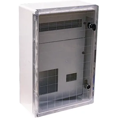 Корпус ударопрочный с АБС-пластика e.plbox.400.600.200.3f.20m.tr, 400х600х200мм, IP65 с прозрачной дверью, панелью под 3 - фазный счётчик і 20 модулей (CP5214)