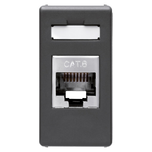 RJ45 разъём Витая пара Category 6  Инструмент 1 модуль серия System цвет - Black