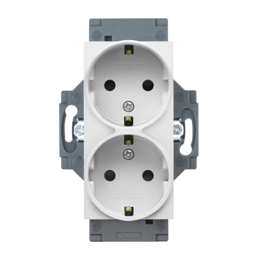 Розетка (німецький стандарт) 250В АС Гвинтові клеми https://gewiss.com/ww/en/products/experience-catalogue/catalogs/series/product/building/ib-range-interlocked-socket-outlets-iec-309-standards/GW10351 подвійна  колір - Білий Серія Dahlia