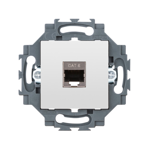 RJ45 розетка Вита пара Category 6  Інструмент 2 модулі колір - Білий Серія Dahlia