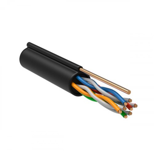 ITK Кабель связи витая пара F/UTP кат.5E 4х2х24(0,51мм)AWG, LDPE трос 1,2мм, 305м, IEK, черный