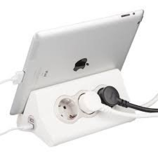 Подовжувач з тримачем планшета, 3х2К+3, 2хUSB, 1,5м, біло-сірий, Legrand 694810